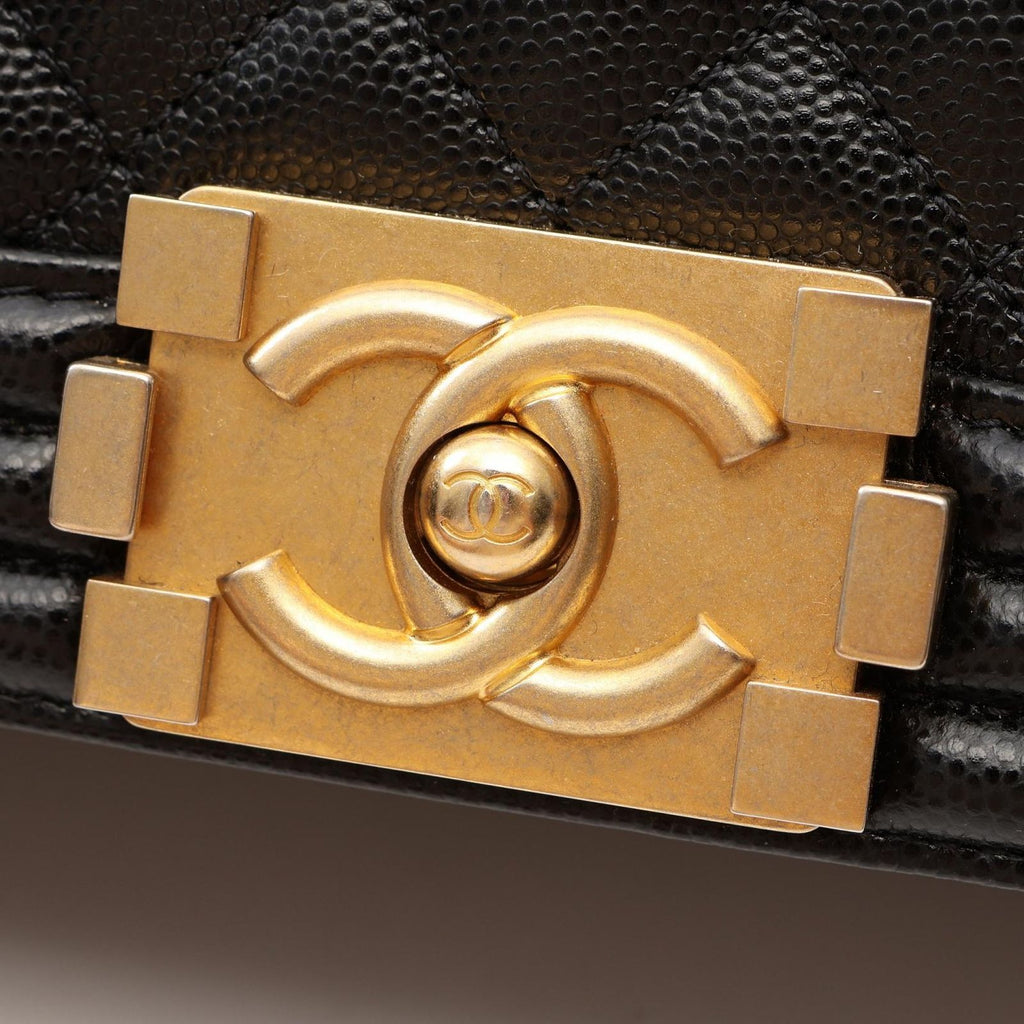 Chanel Shoulder Bag Boy Black Caviar Leather Boy Chain — view 8