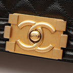 Chanel Shoulder Bag Boy Black Caviar Leather Boy Chain — view 8