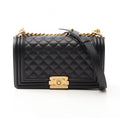 Chanel Shoulder Bag Boy Black Caviar Leather Boy Chain