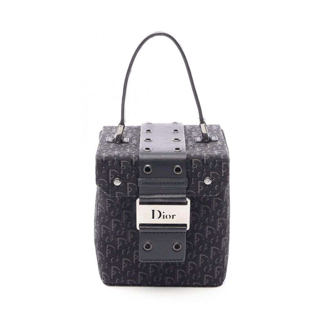 Dior Handbag Street Chic Trotter Black Canvas Leather Vanity