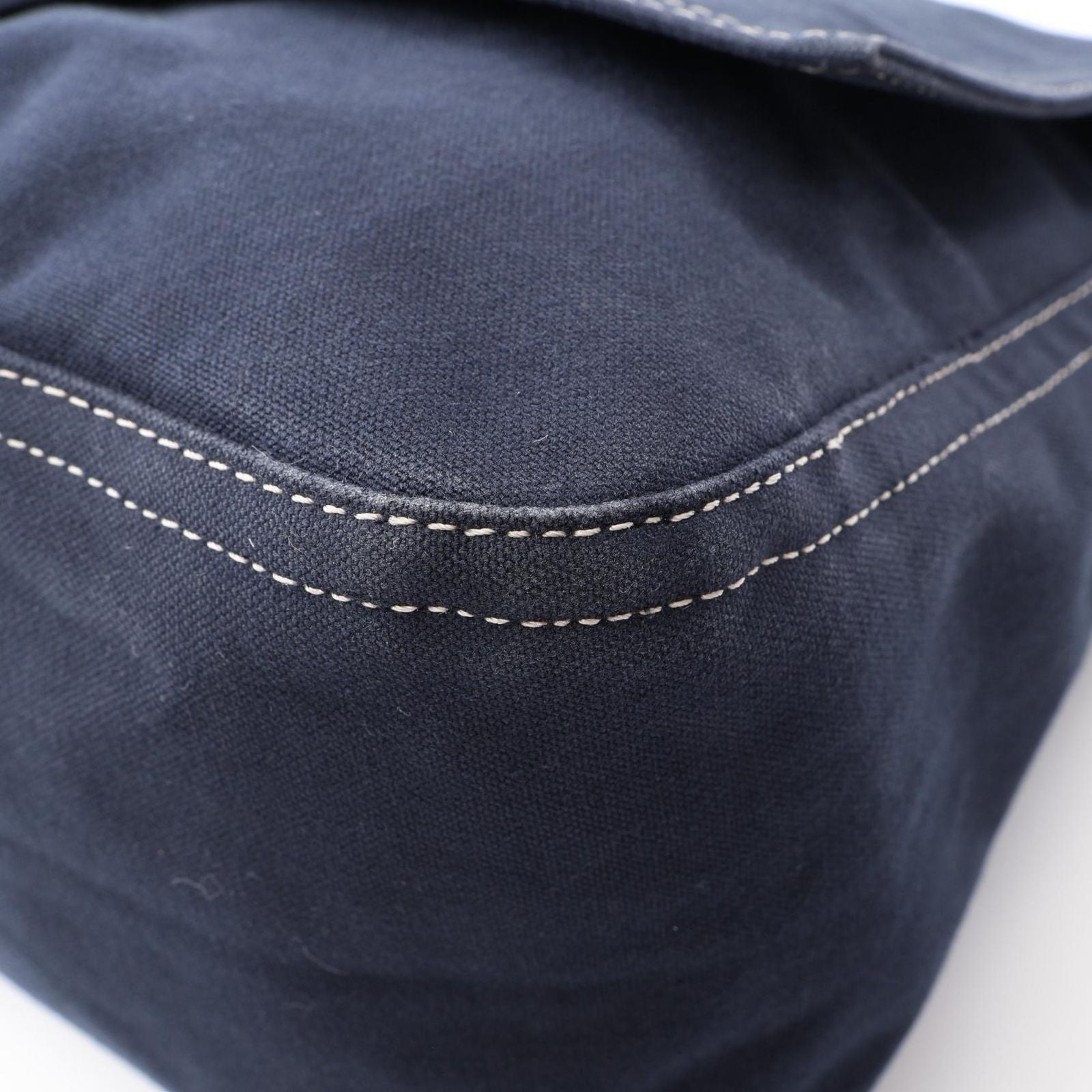 Fendi Shoulder Bag Mamma Bucket Navy Canvas Leather — view 9