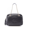 Gucci Shoulder Bag Soho Interlocking Black Leather Chain