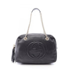 Gucci Shoulder Bag Soho Interlocking Black Leather Chain