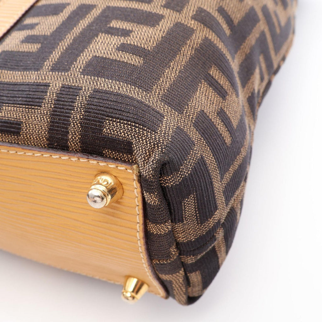 Fendi Tote Zucca Brown Beige Canvas Leather — view 5