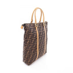 Fendi Tote Zucca Brown Beige Canvas Leather — view 2