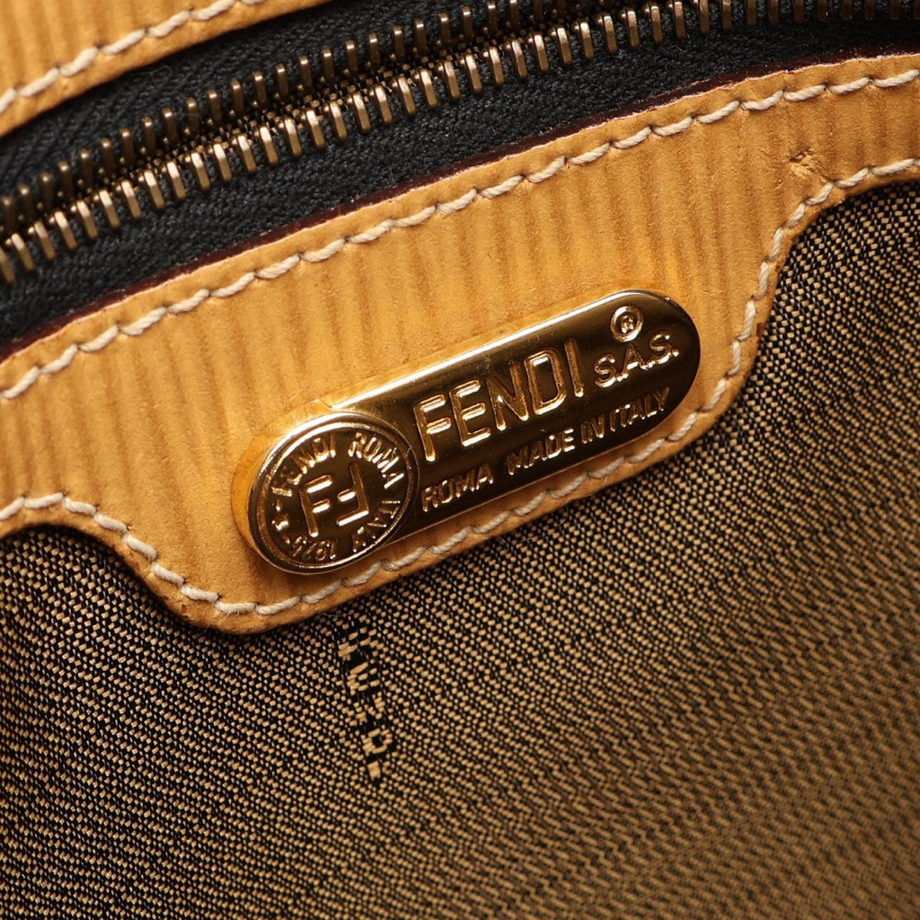 Fendi Tote Zucca Brown Beige Canvas Leather — view 4