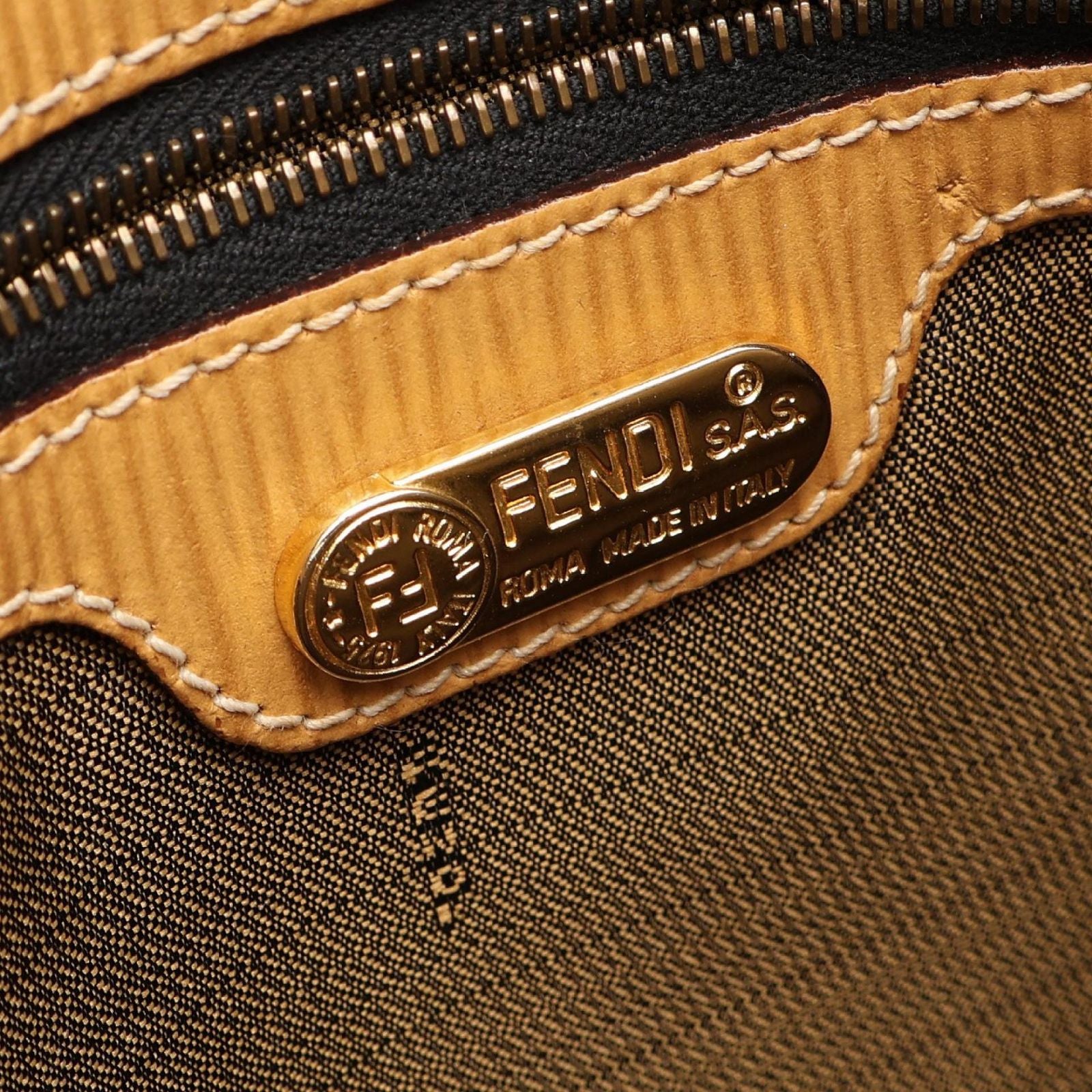 Fendi Tote Zucca Brown Beige Canvas Leather — view 4