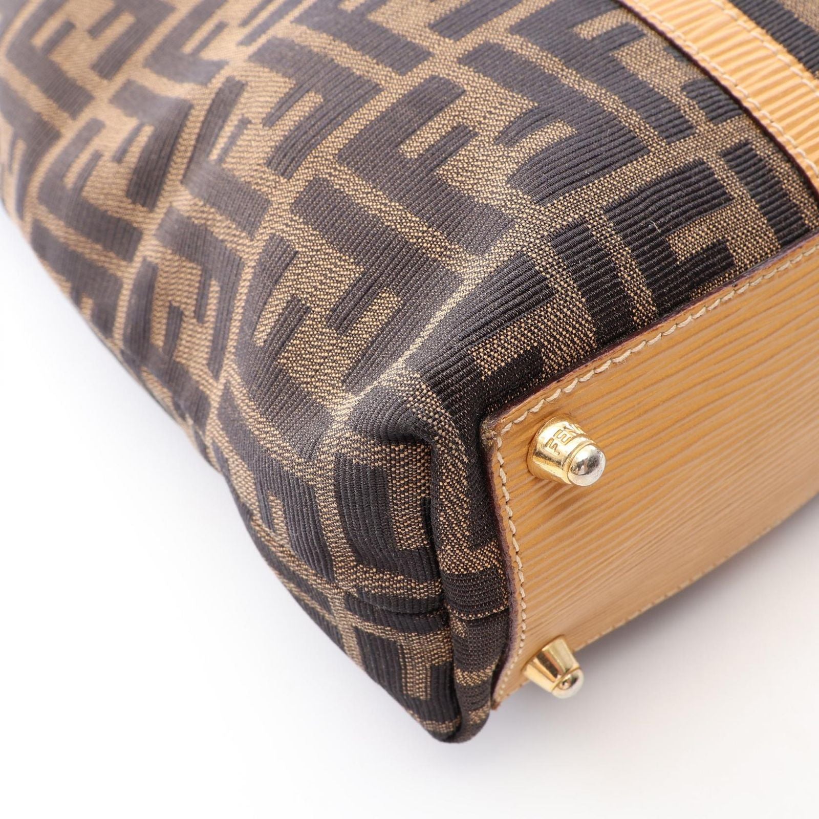 Fendi Tote Zucca Brown Beige Canvas Leather — view 6