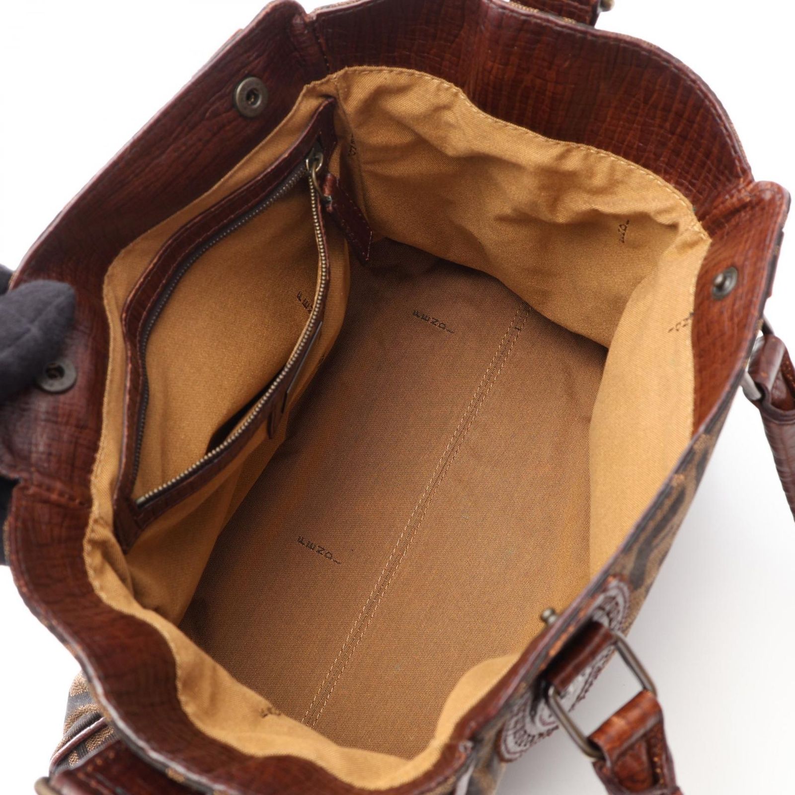 Fendi Handbag Etnico Zucca Brown Canvas Leather — view 3