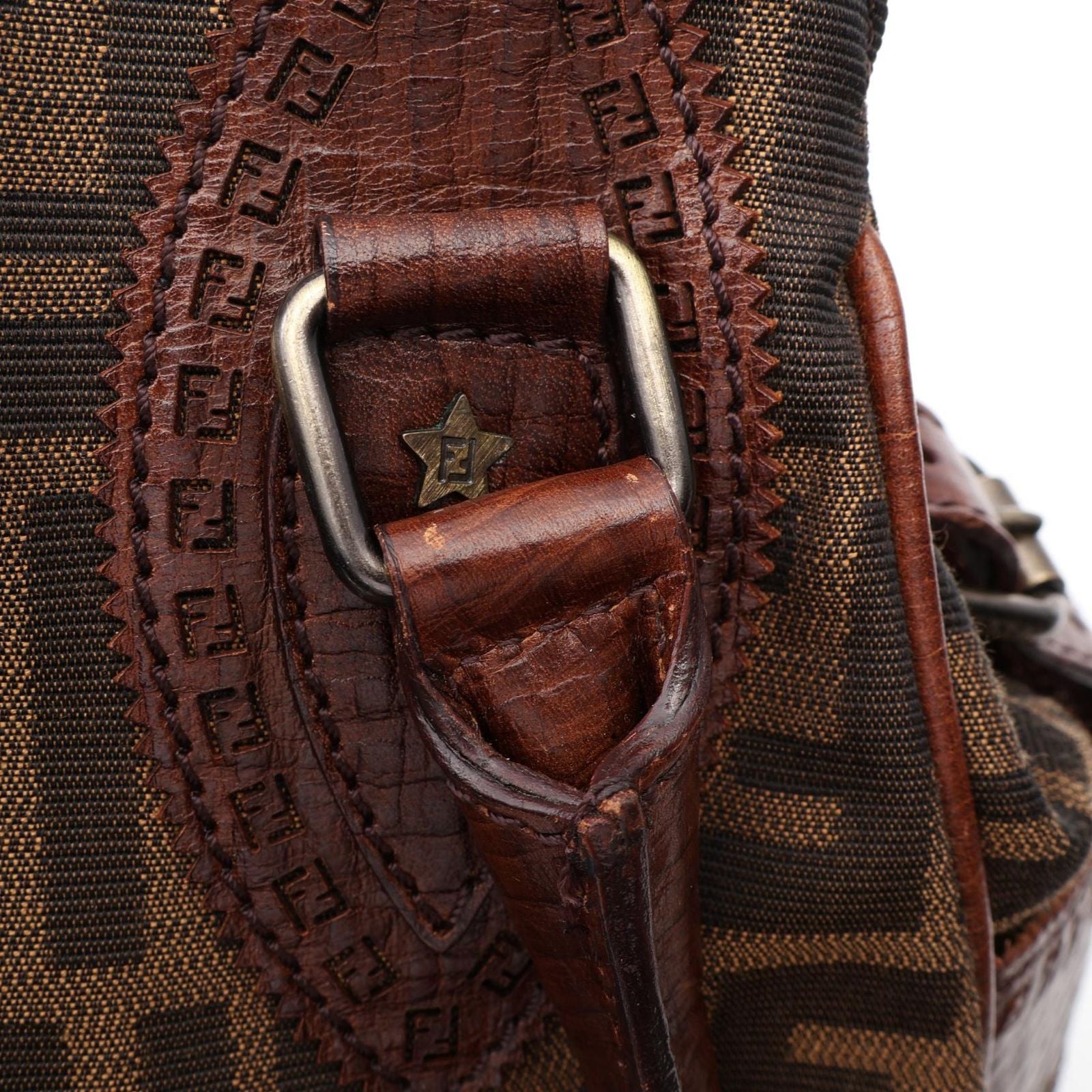 Fendi Handbag Etnico Zucca Brown Canvas Leather — view 9