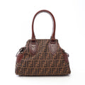 Fendi Handbag Etnico Zucca Brown Canvas Leather