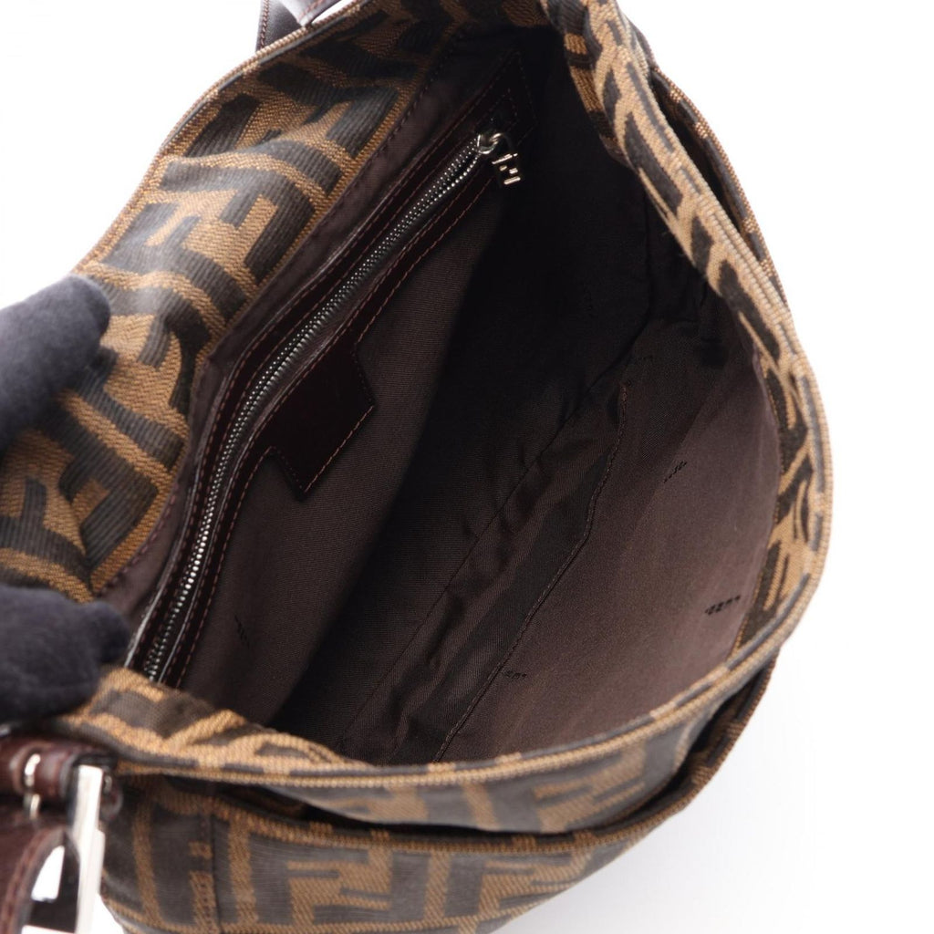 Fendi Shoulder Bag Zucca Brown Canvas Leather — view 3