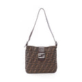 Fendi Shoulder Bag Zucca Brown Canvas Leather