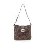 Fendi Shoulder Bag Zucca Brown Canvas Leather