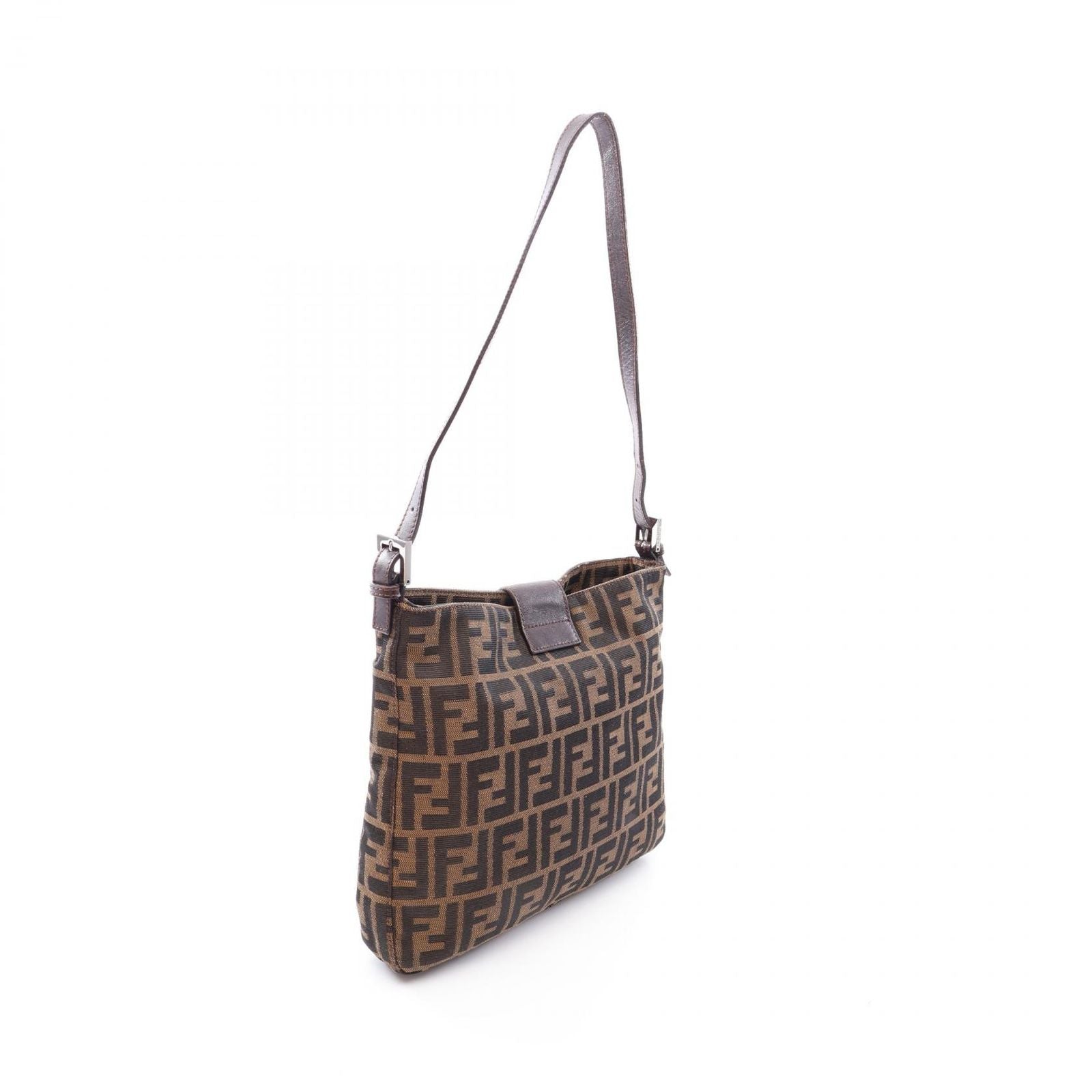 Fendi Shoulder Bag Zucca Brown Canvas Leather — view 2