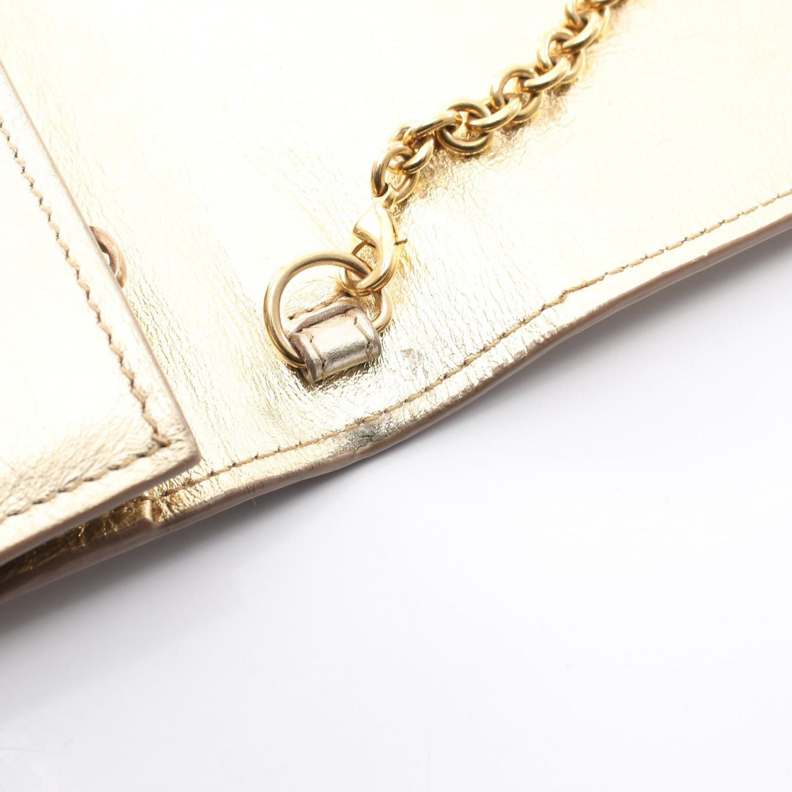 Saint Laurent Shoulder Bag Monogram Gold Leather Chain Wallet — view 9