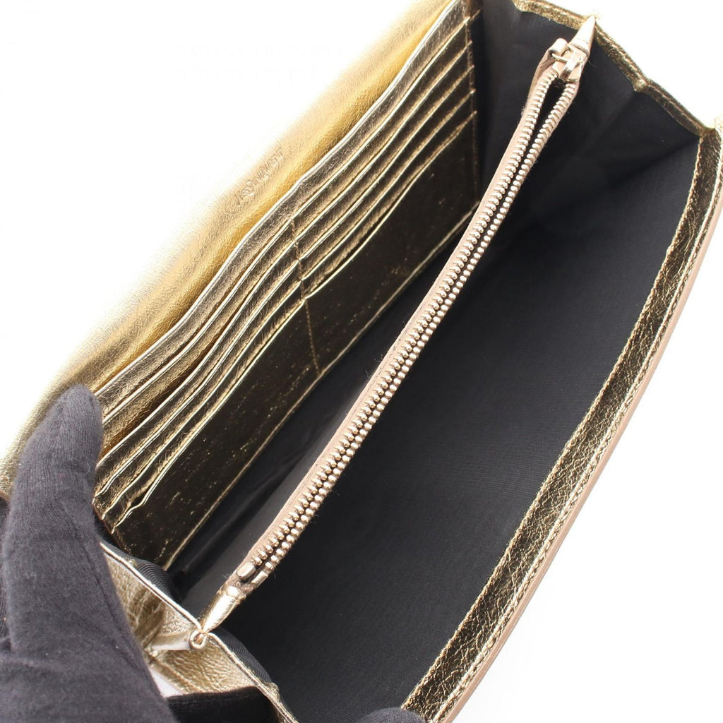 Saint Laurent Shoulder Bag Monogram Gold Leather Chain Wallet — view 3