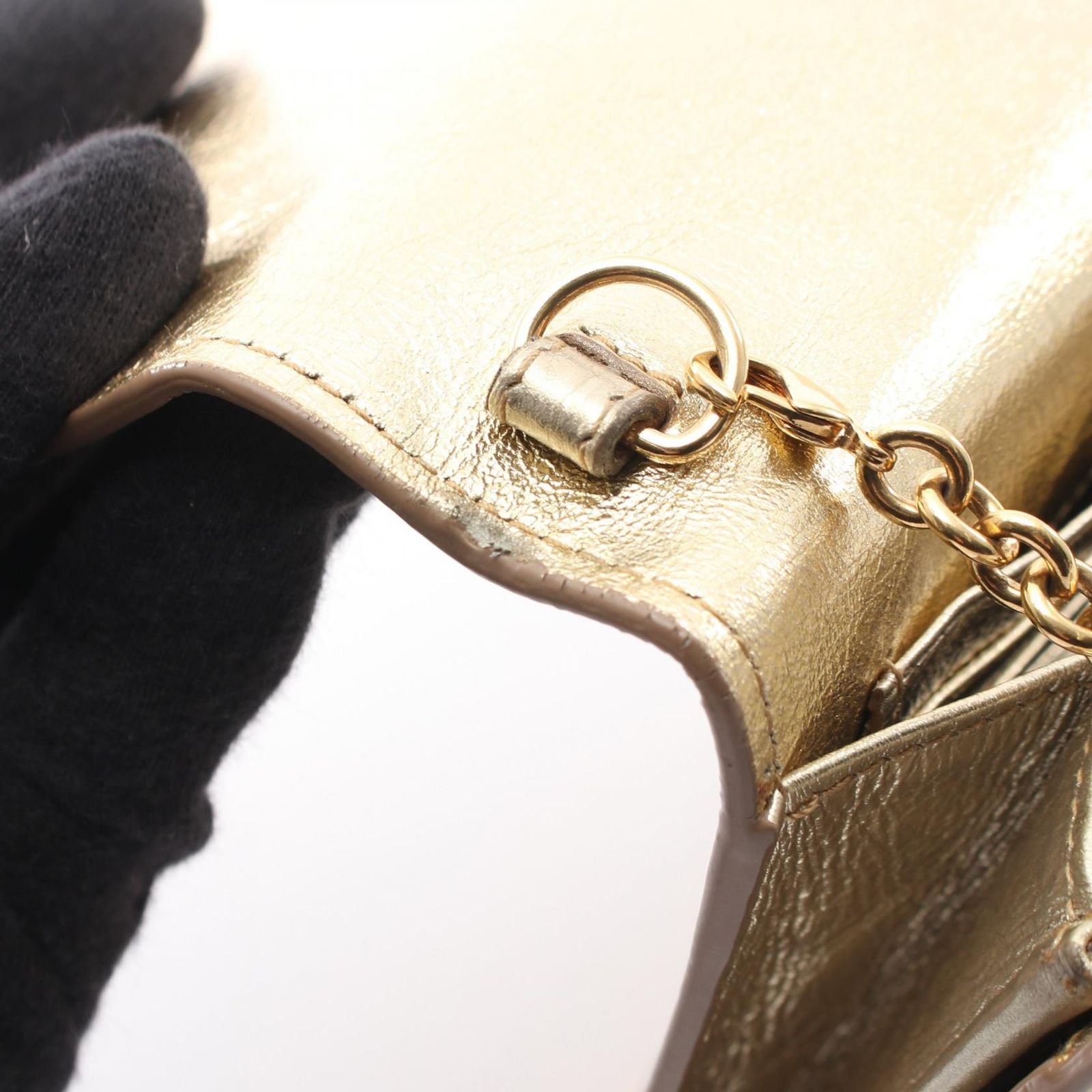 Saint Laurent Shoulder Bag Monogram Gold Leather Chain Wallet — view 7