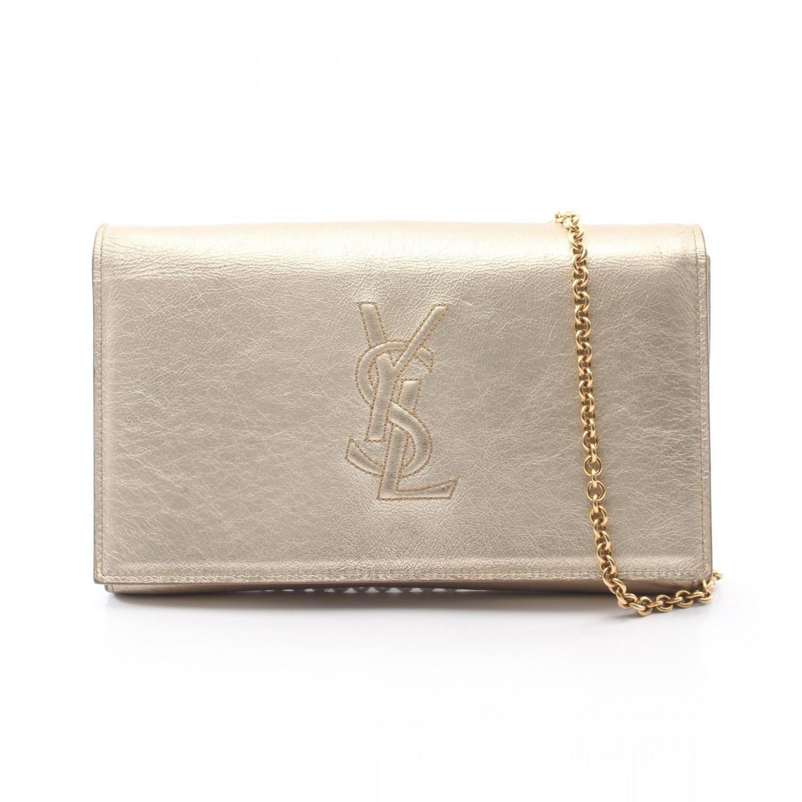 Saint Laurent Shoulder Bag Monogram Gold Leather Chain Wallet