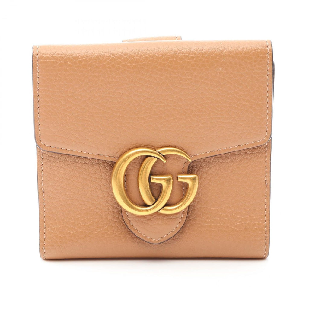 Gucci Bifold Wallet GG Marmont Brown Leather Hook