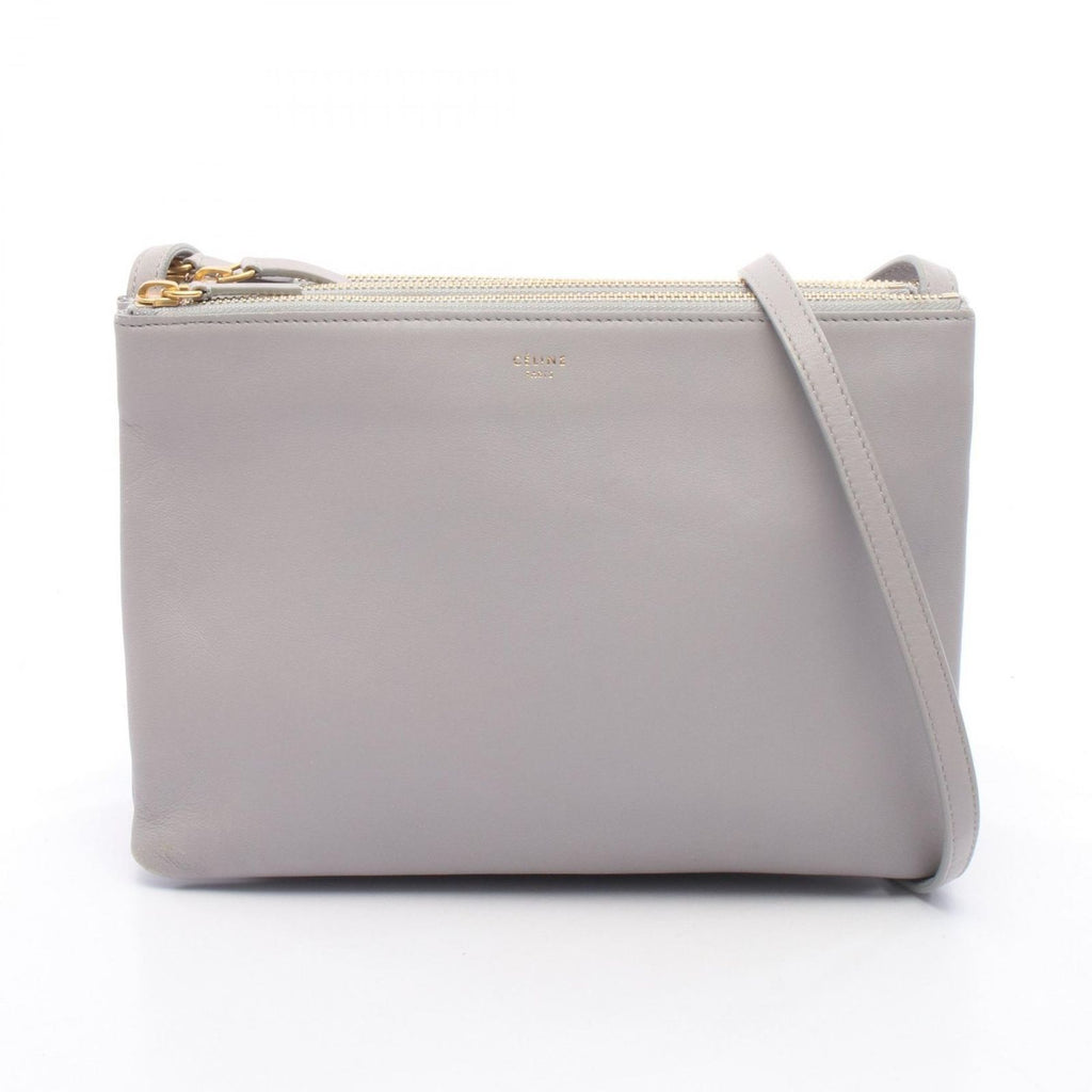 Celine Shoulder Bag Trio Large Gray Leather