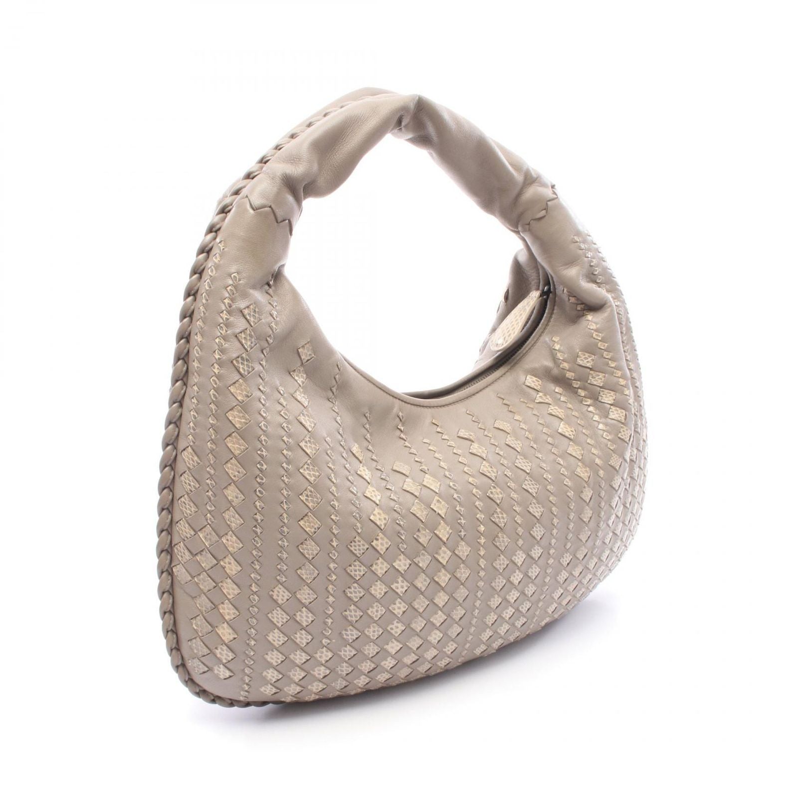 Bottega Veneta Shoulder Bag Intrecciato Hobo Gray Leather Exotic Cles the — view 2