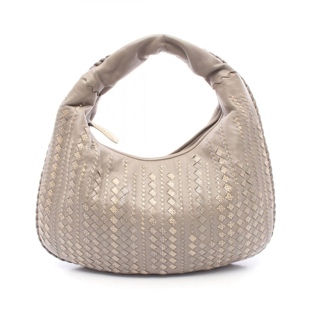 Bottega Veneta Shoulder Bag Intrecciato Hobo Gray Leather Exotic Cles the