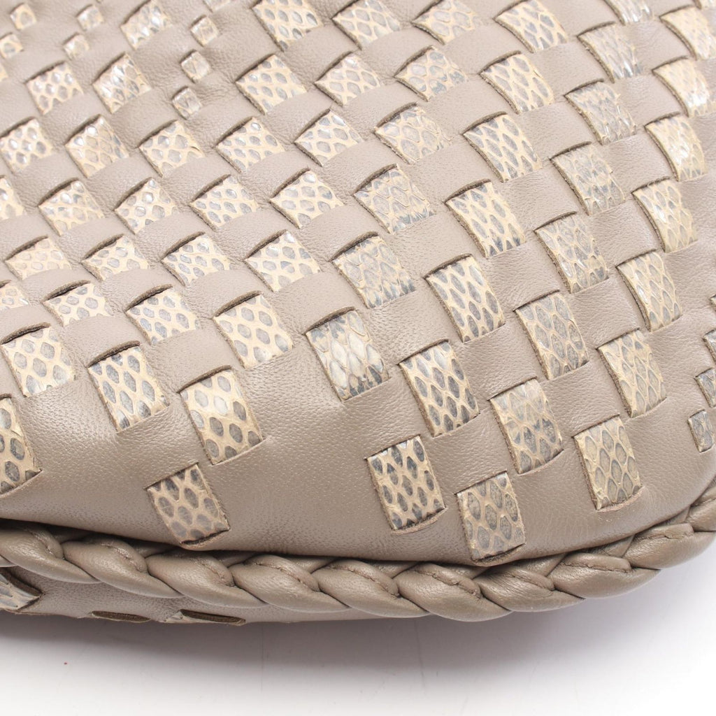 Bottega Veneta Shoulder Bag Intrecciato Hobo Gray Leather Exotic Cles the — view 5