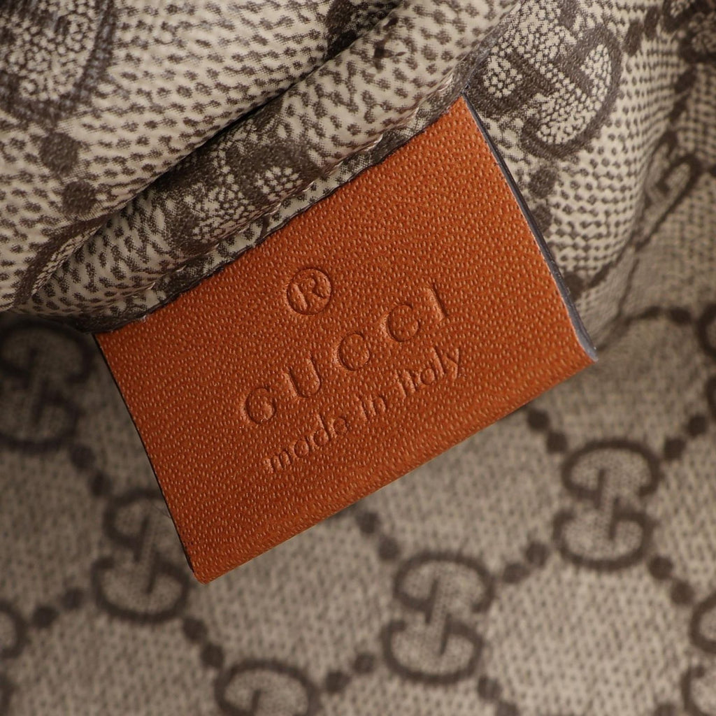 Gucci Clutch Logo Beige Brown Canvas Leather — view 4