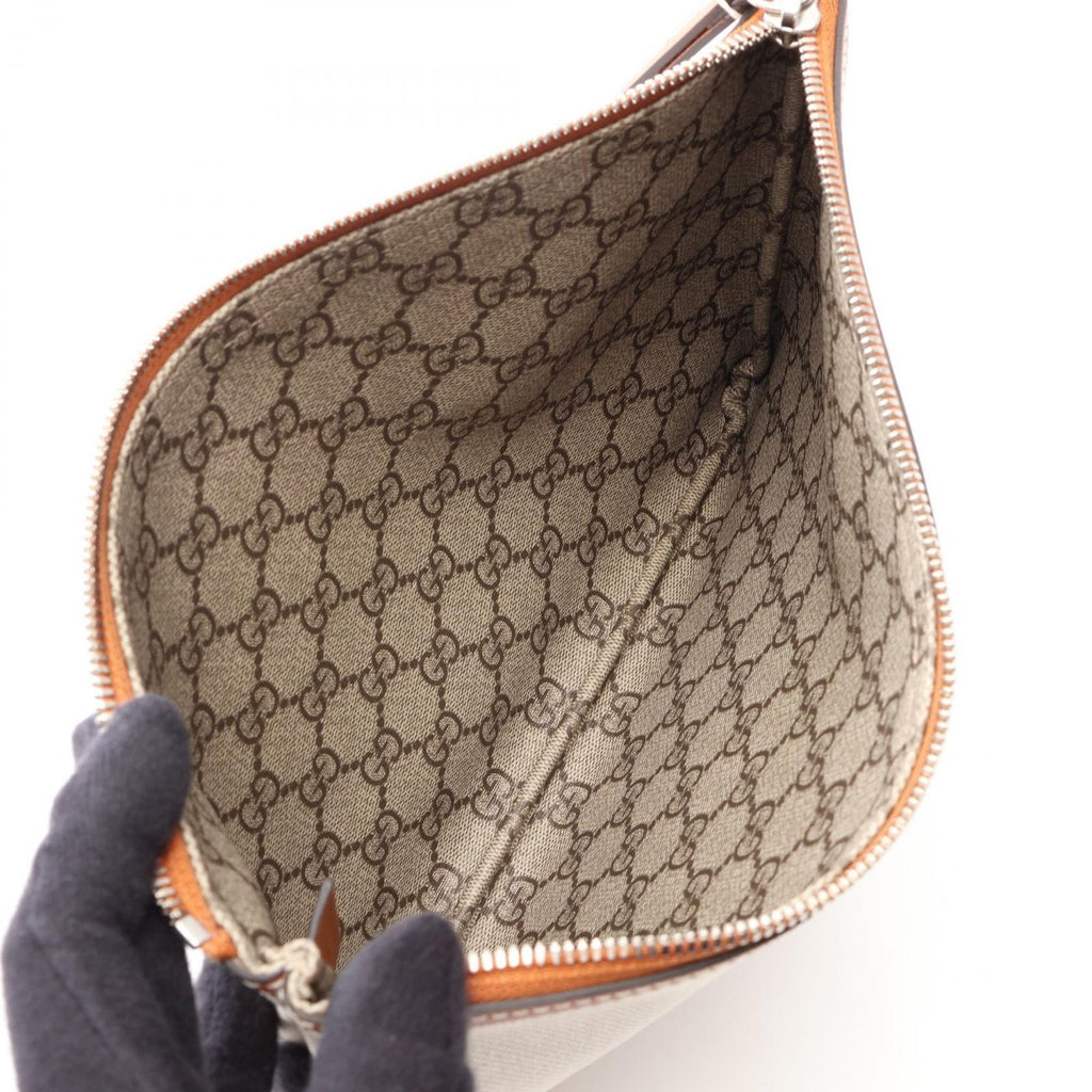 Gucci Clutch Logo Beige Brown Canvas Leather — view 3