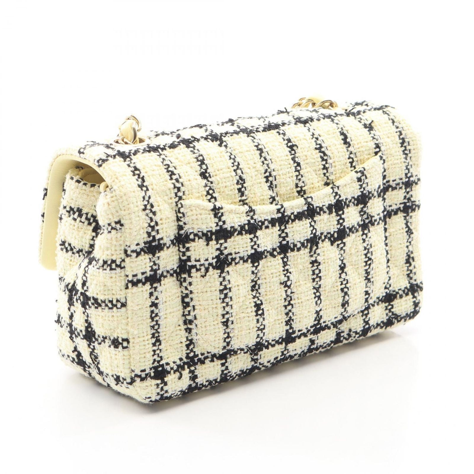 Chanel Shoulder Bag Mini Quilted 20 Cream Black Fabric Chain — view 2