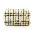 Chanel Shoulder Bag Mini Quilted 20 Cream Black Fabric Chain