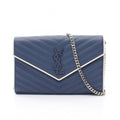 Saint Laurent Paris Shoulder Bag Cassandra Classic Navy Leather Chain Wallet