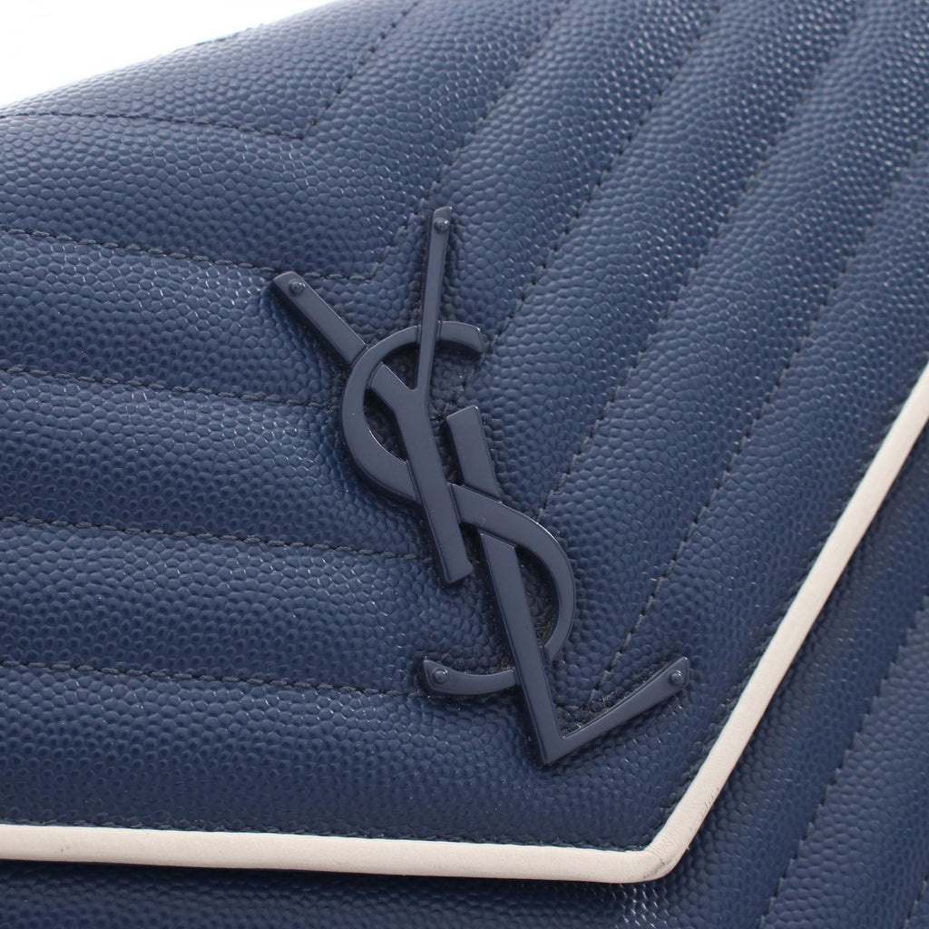 Saint Laurent Paris Shoulder Bag Cassandra Classic Navy Leather Chain Wallet — view 8