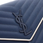 Saint Laurent Paris Shoulder Bag Cassandra Classic Navy Leather Chain Wallet — view 8