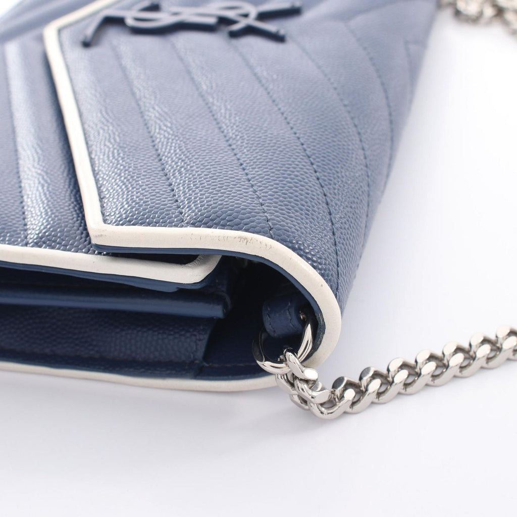 Saint Laurent Paris Shoulder Bag Cassandra Classic Navy Leather Chain Wallet — view 6