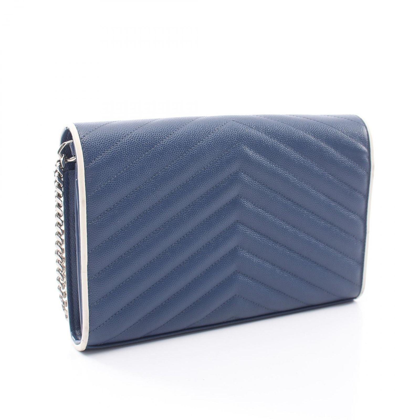 Saint Laurent Paris Shoulder Bag Cassandra Classic Navy Leather Chain Wallet — view 2