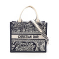 Dior Tote Book Small Toile de Jouy Reverse Embroidery 2-Way Navy Canvas