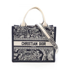 Dior Tote Book Small Toile de Jouy Reverse Embroidery 2-Way Navy Canvas