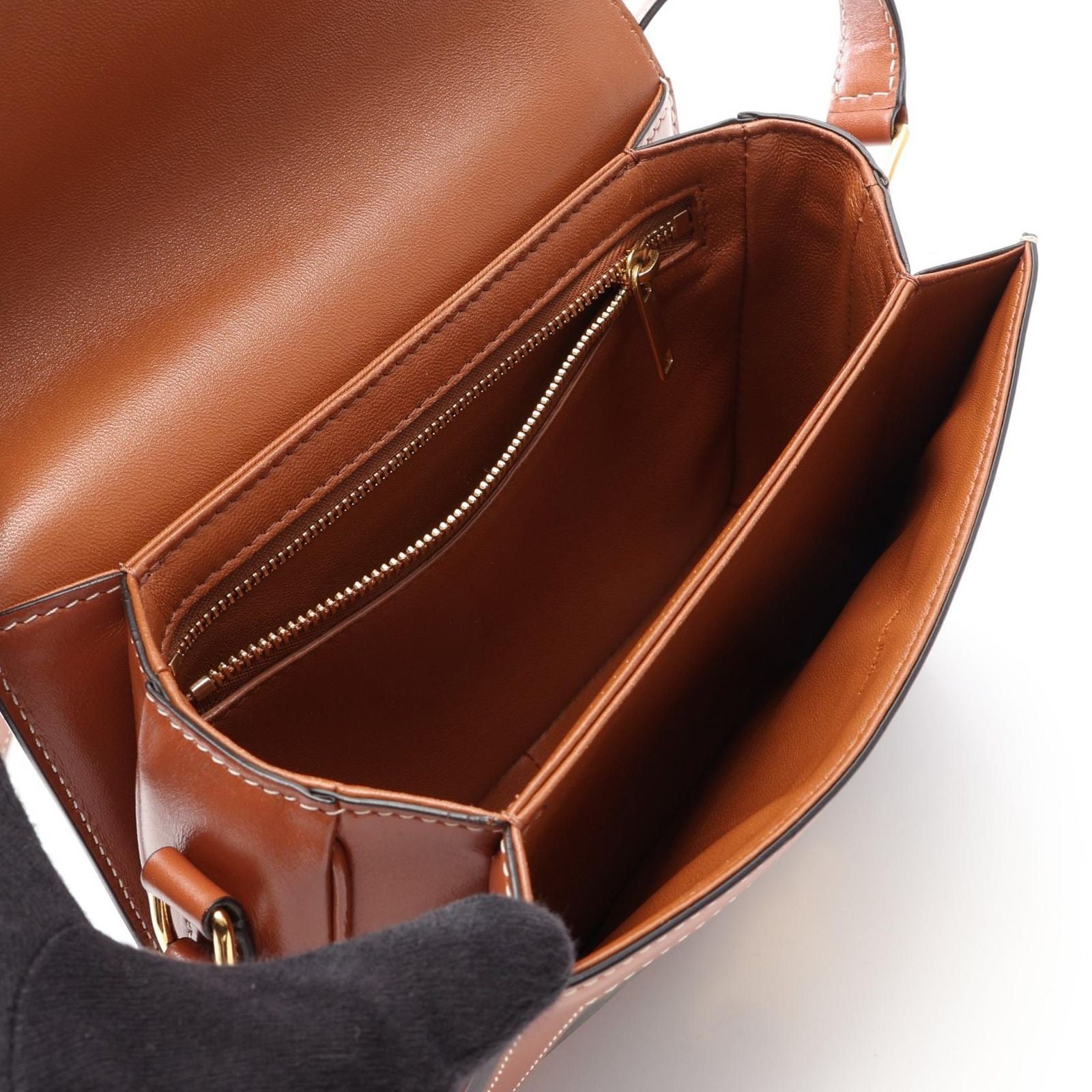 Celine Shoulder Bag Teen Triomphe Dark Brown Canvas Leather — view 3