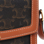 Celine Shoulder Bag Teen Triomphe Dark Brown Canvas Leather — view 5