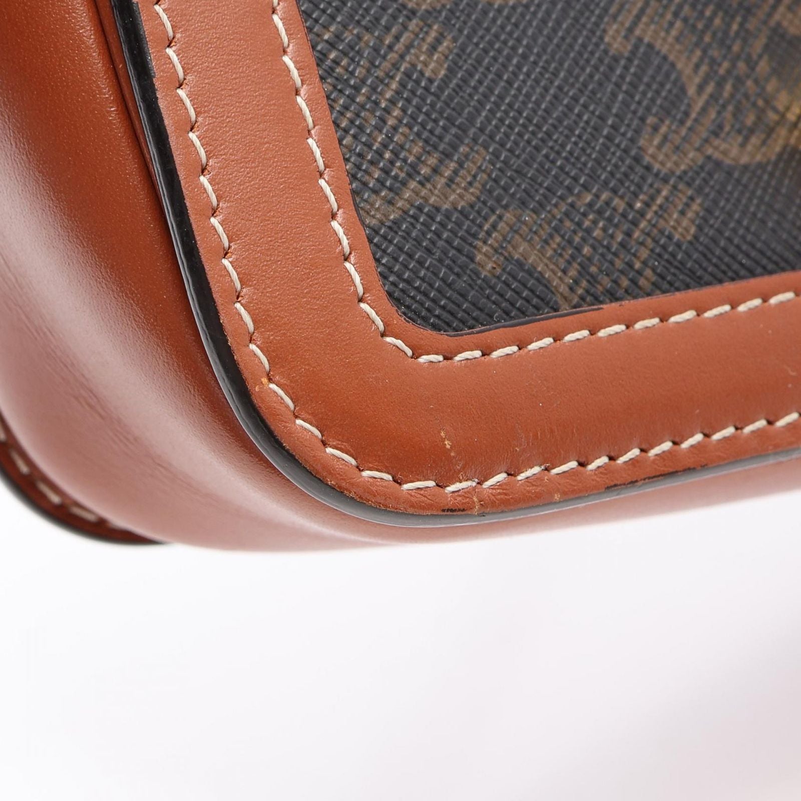 Celine Shoulder Bag Teen Triomphe Dark Brown Canvas Leather — view 7