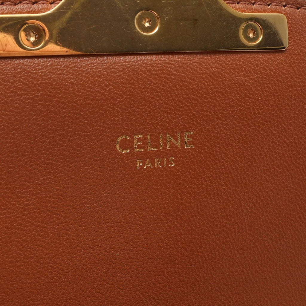 Celine Shoulder Bag Teen Triomphe Dark Brown Canvas Leather — view 4
