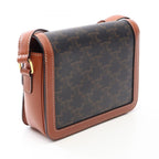 Celine Shoulder Bag Teen Triomphe Dark Brown Canvas Leather — view 2