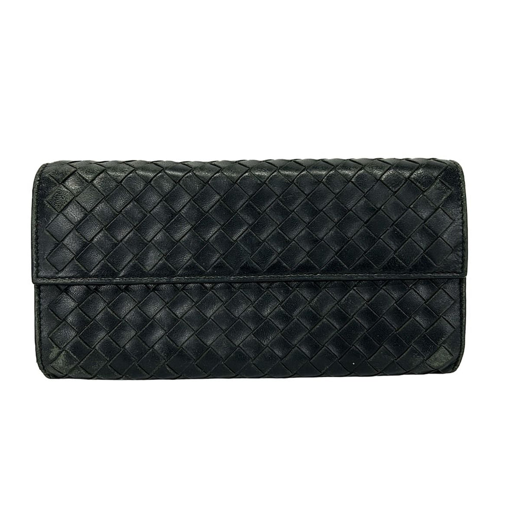 Bottega Veneta Wallet Intrecciato Black Leather