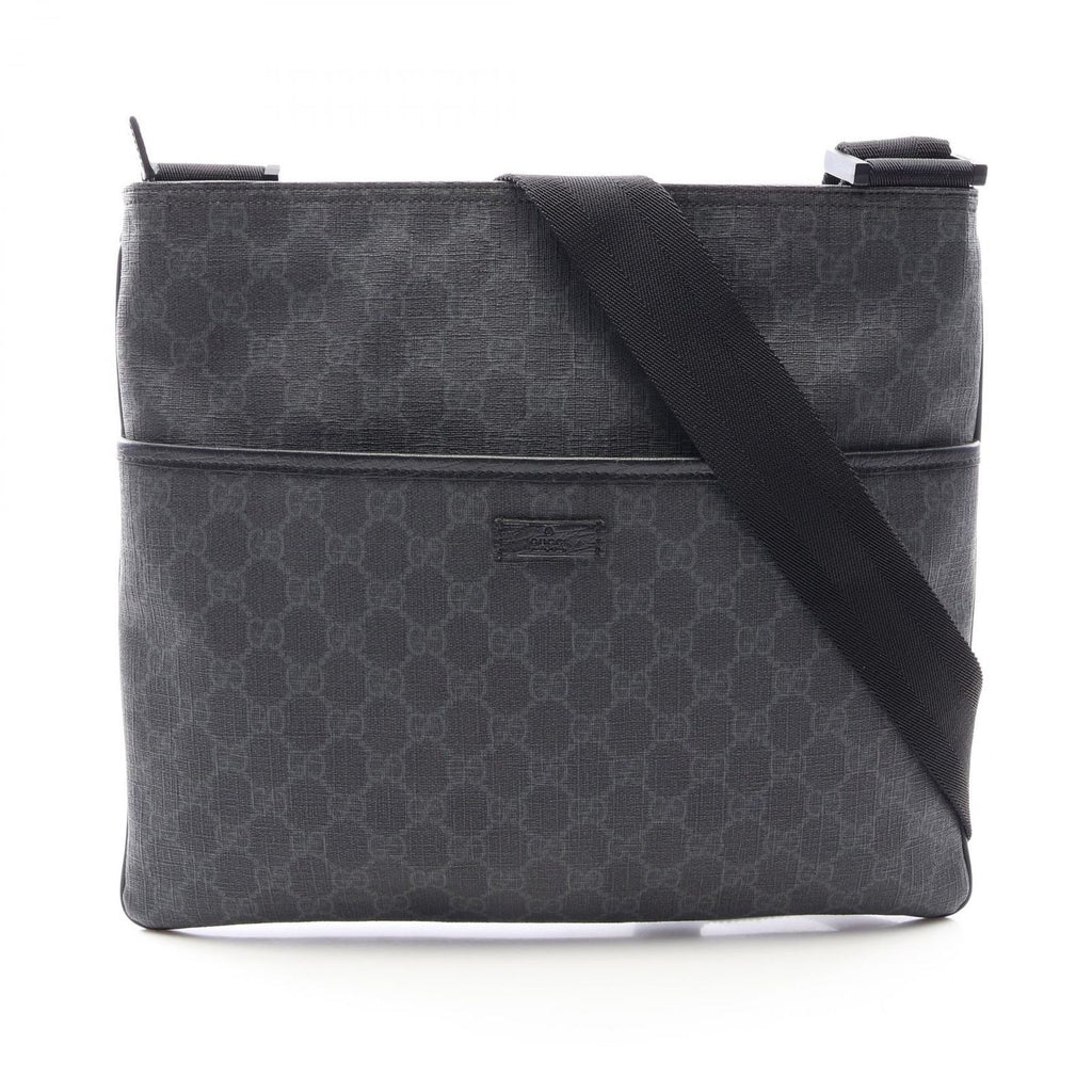 Gucci Shoulder Bag GG Supreme Black Canvas Leather