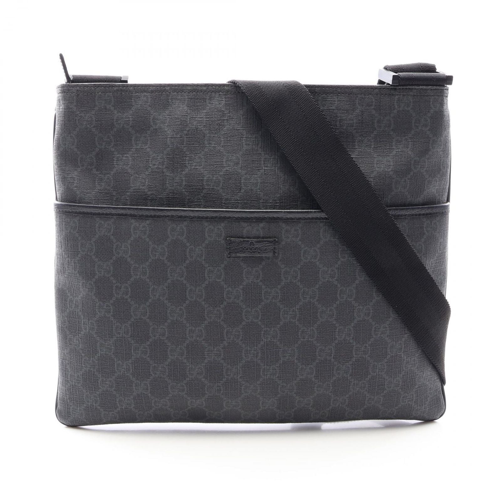 Gucci Shoulder Bag GG Supreme Black Canvas Leather