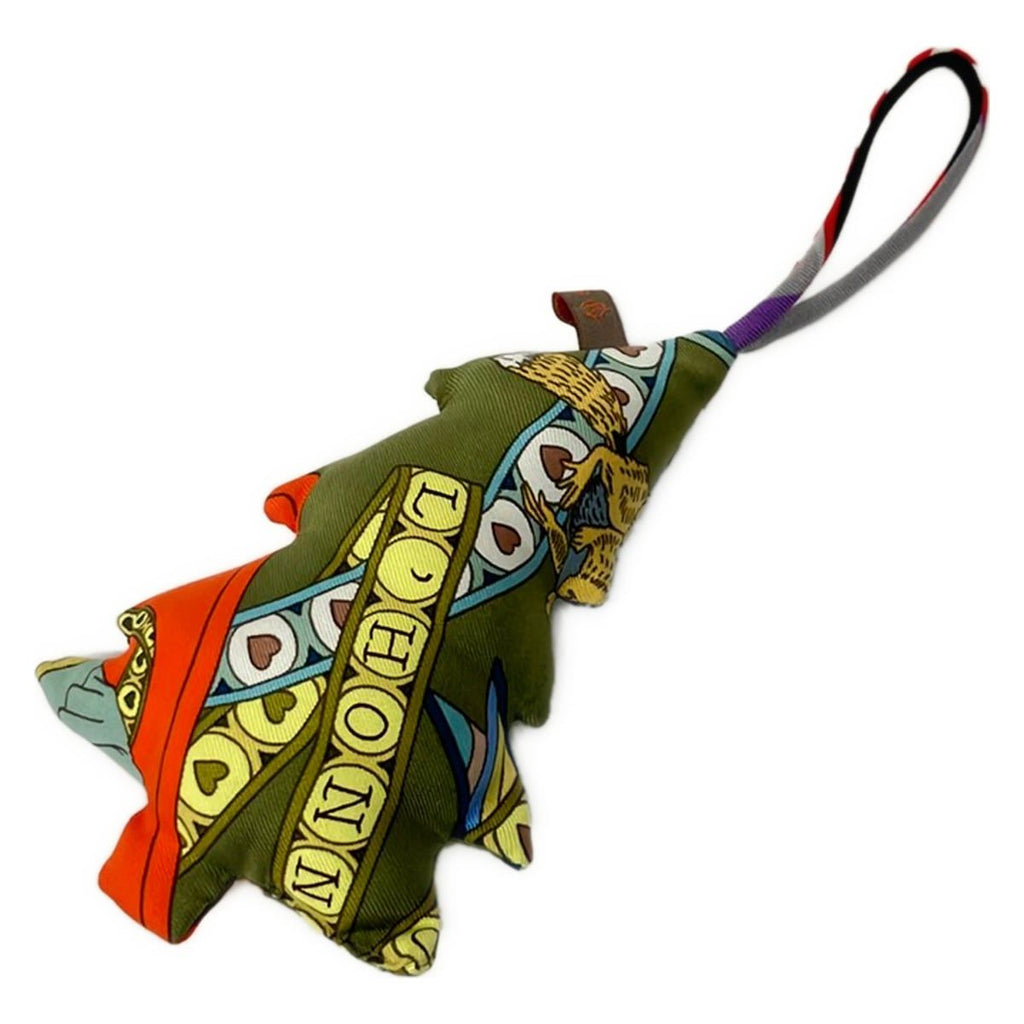 Hermes Key Holder Petit Ash Khaki Orange Multi Tree Silk