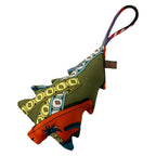 Hermes Key Holder Petit Ash Khaki Orange Multi Tree Silk — view 2