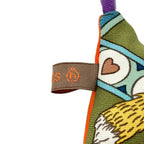 Hermes Key Holder Petit Ash Khaki Orange Multi Tree Silk — view 4